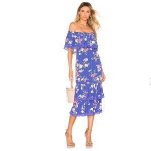 NEW Lovers & Friends Elouise Floral Midi Dress in Blue, Size S